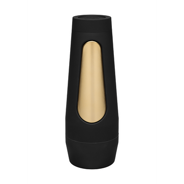 a black and gold item is shown on a white background